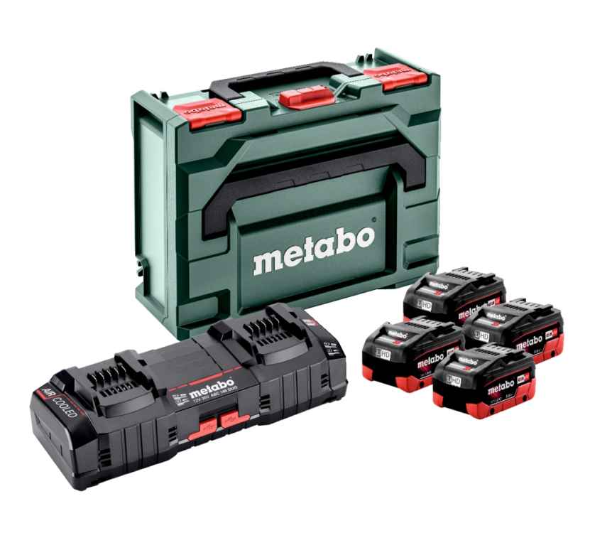 Metabo 8 Ah Akku Basis Set, 4 x LiHD + Doppellader ASC 145 Duo + metaBOX 145 (685135000)